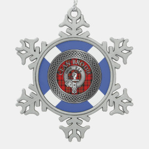 Adorno De Peltre Tipo Copo De Nieve Clan Brodie Escudo y Tartan Knot