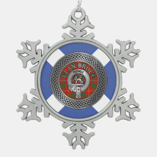 Adorno De Peltre Tipo Copo De Nieve Clan Bruce Escudo y Tartan Knot
