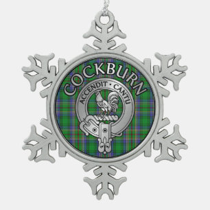 Adorno De Peltre Tipo Copo De Nieve Clan Cockburn Escudo y Tartan Knot