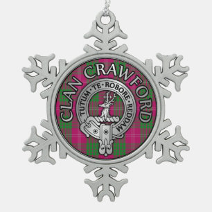 Adorno De Peltre Tipo Copo De Nieve Clan Crawford Escudo y Tartán
