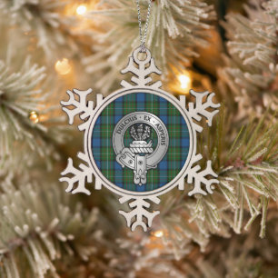 Adorno De Peltre Tipo Copo De Nieve Clan Ferguson Escudo y Atholl Tartán