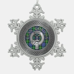 Adorno De Peltre Tipo Copo De Nieve Clan Gordon Escudo y Tartan Knot