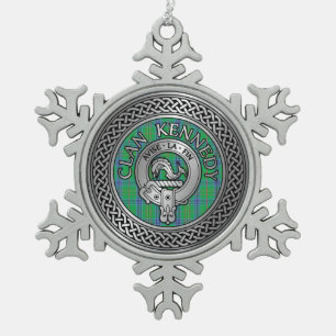 Adorno De Peltre Tipo Copo De Nieve Clan Kennedy Escudo y Tartan Knot