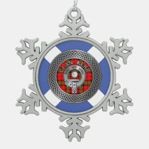 Adorno De Peltre Tipo Copo De Nieve Clan Kerr Escudo y Tartan Knot