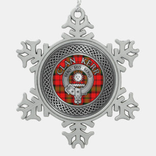 Adorno De Peltre Tipo Copo De Nieve Clan Kerr Escudo y Tartan Knot