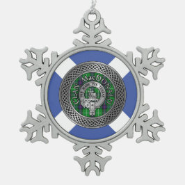 Adorno De Peltre Tipo Copo De Nieve Clan MacDonald Escudo y Tartan Knot