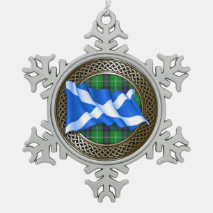 Adorno De Peltre Tipo Copo De Nieve Clan MacDonald Tartán y bandera