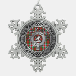 Adorno De Peltre Tipo Copo De Nieve Clan MacDuff Escudo y Tartan Knot