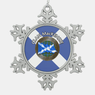 Adorno De Peltre Tipo Copo De Nieve Clan MacKenzie Tartan Knot & Flag