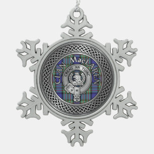 Adorno De Peltre Tipo Copo De Nieve Clan MacLaren Escudo & Tartan Knot