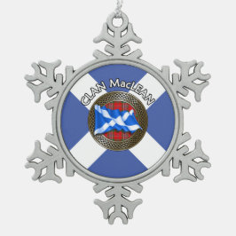 Adorno De Peltre Tipo Copo De Nieve Clan MacLean Tartan Knot & Flag
