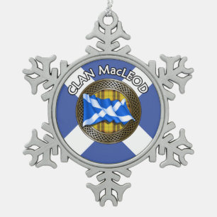 Adorno De Peltre Tipo Copo De Nieve Clan MacLeod Tartan Knot & Flag