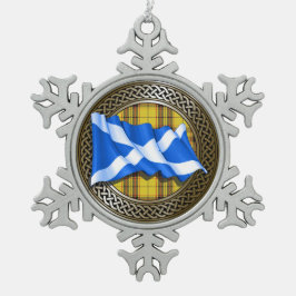 Adorno De Peltre Tipo Copo De Nieve Clan MacLeod Tartan Knot & Flag