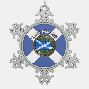 Adorno De Peltre Tipo Copo De Nieve Clan MacNeil Tartan Knot & Flag