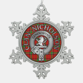Adorno De Peltre Tipo Copo De Nieve Clan Nicholson Escudo y Tartan