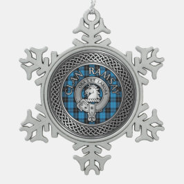 Adorno De Peltre Tipo Copo De Nieve Clan Ramsay Escudo y Hunting Tartan Knot