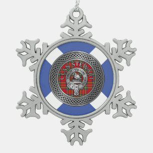 Adorno De Peltre Tipo Copo De Nieve Clan Stewart   Stuart Escudo y Nudo de Tartán