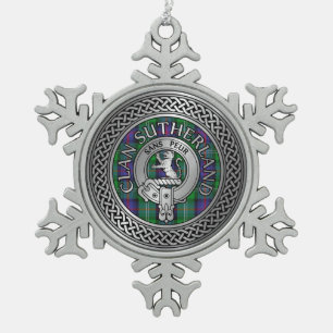 Adorno De Peltre Tipo Copo De Nieve Clan Sutherland Escudo y Tartan Knot