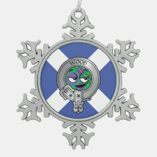 Adorno De Peltre Tipo Copo De Nieve Clan Wood Escudo & Vestido Tartán