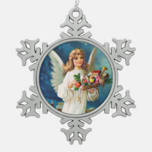 Adorno De Peltre Tipo Copo De Nieve Clapsaddle: Ángel del navidad con los juguetes