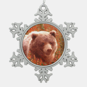 Adorno De Peltre Tipo Copo De Nieve Club de oso pardo en pintura de marihuana de fuego