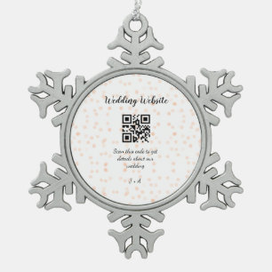 Adorno De Peltre Tipo Copo De Nieve Código QR de escaneo del sitio web de la boda para