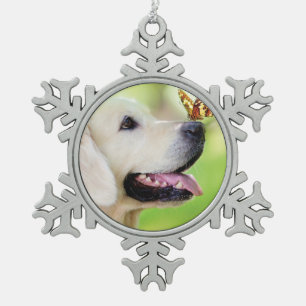 Adorno De Peltre Tipo Copo De Nieve Cojín decorativo De Labrador Y Mariposa