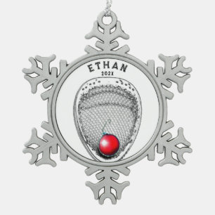 Adorno De Peltre Tipo Copo De Nieve Colectivo de Navidades de Lacrosse Goalie