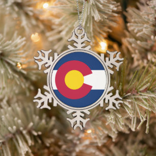 Adorno De Peltre Tipo Copo De Nieve Colorado: La bandera del estado centenario de EE. 