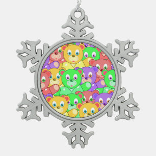 ADORNO DE PELTRE TIPO COPO DE NIEVE COLORIDOS OSOS TEDIDOS