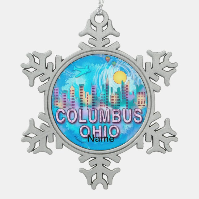 Adorno De Peltre Tipo Copo De Nieve Columbus Skyline (Anverso)