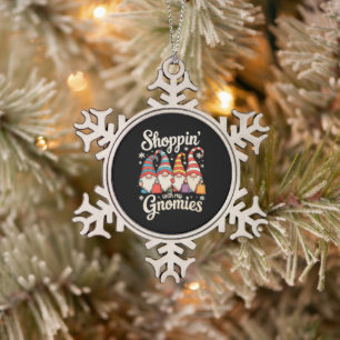 Adorno De Peltre Tipo Copo De Nieve Compras de Navidad con mis Gnomies Gnome Xmas