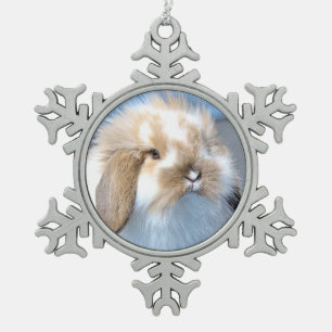 Adorno De Peltre Tipo Copo De Nieve Conejo blanco y marrón flamenco