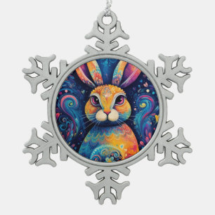 Adorno De Peltre Tipo Copo De Nieve Conejo remolinos y corazones Azul