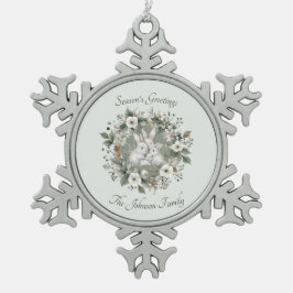 Adorno De Peltre Tipo Copo De Nieve Conejos muertos en una floral corona de invierno