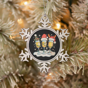 Adorno De Peltre Tipo Copo De Nieve Copas de champán Santa Reno Navidad Navidad