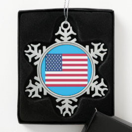 Adorno De Peltre Tipo Copo De Nieve Copo de nieve de peltre Bandera Americana