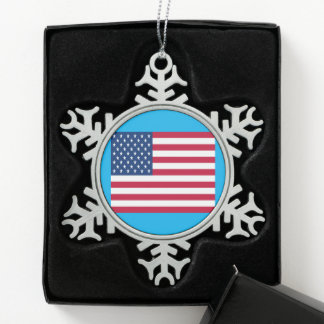 Adorno De Peltre Tipo Copo De Nieve Copo de nieve de peltre Bandera Americana