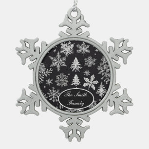 Adorno De Peltre Tipo Copo De Nieve Copo de nieve en blanco y negro *Personalizar*