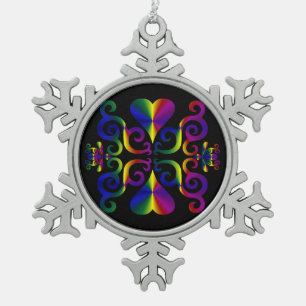 Adorno De Peltre Tipo Copo De Nieve Corazón arcoiris y Lily