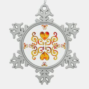 Adorno De Peltre Tipo Copo De Nieve Corazón arcoiris y Lily