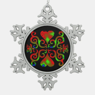 Adorno De Peltre Tipo Copo De Nieve Corazón arcoiris y Lily