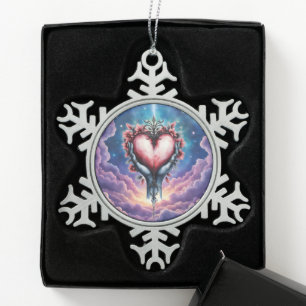 Adorno De Peltre Tipo Copo De Nieve Corazón de Magia Silenciosa