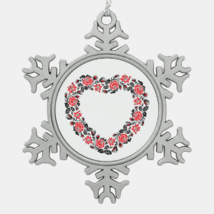 Adorno De Peltre Tipo Copo De Nieve Corazón original de flores rojas costillas
