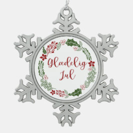 Adorno De Peltre Tipo Copo De Nieve Corona danesa de Navidad, jul de deleite de glæ