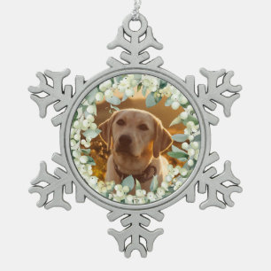 Adorno De Peltre Tipo Copo De Nieve Corona de Navidad de Snowberry Crema Foto