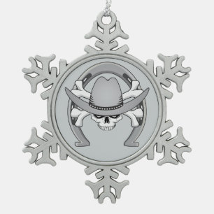 Adorno De Peltre Tipo Copo De Nieve Cowboy Skull Horseshoe