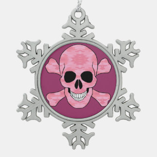 Adorno De Peltre Tipo Copo De Nieve Cráneo De Camo Rosa Y Ornamento De Copo De Nieve