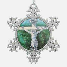 Adorno De Peltre Tipo Copo De Nieve Cristo Crucificado Pintado a Mano
