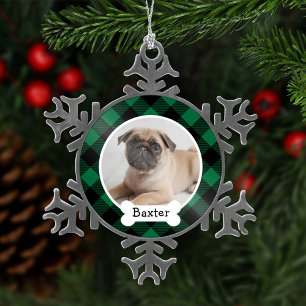 Adorno De Peltre Tipo Copo De Nieve Cuadro de Plaid Búfalo Verde Personalizado con Fot